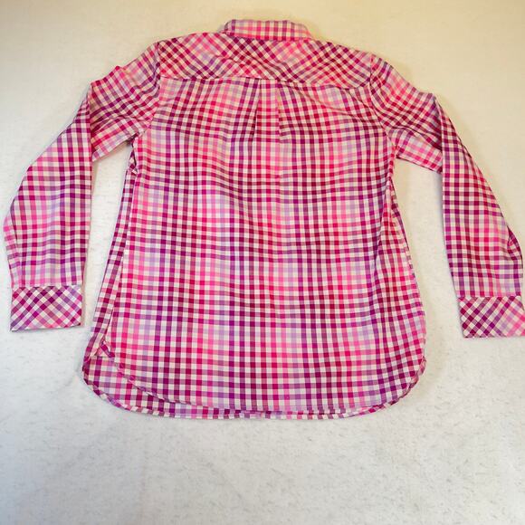 Talbots Button Shirt Woman's Small Long Sleeve Pink Purple Plaid All Cotton - Picture 4 of 10